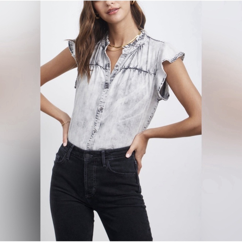 Rails Ruthie Charcoal Cloud‎ Wash Top Tencel Romantic Y2K Coquette XS